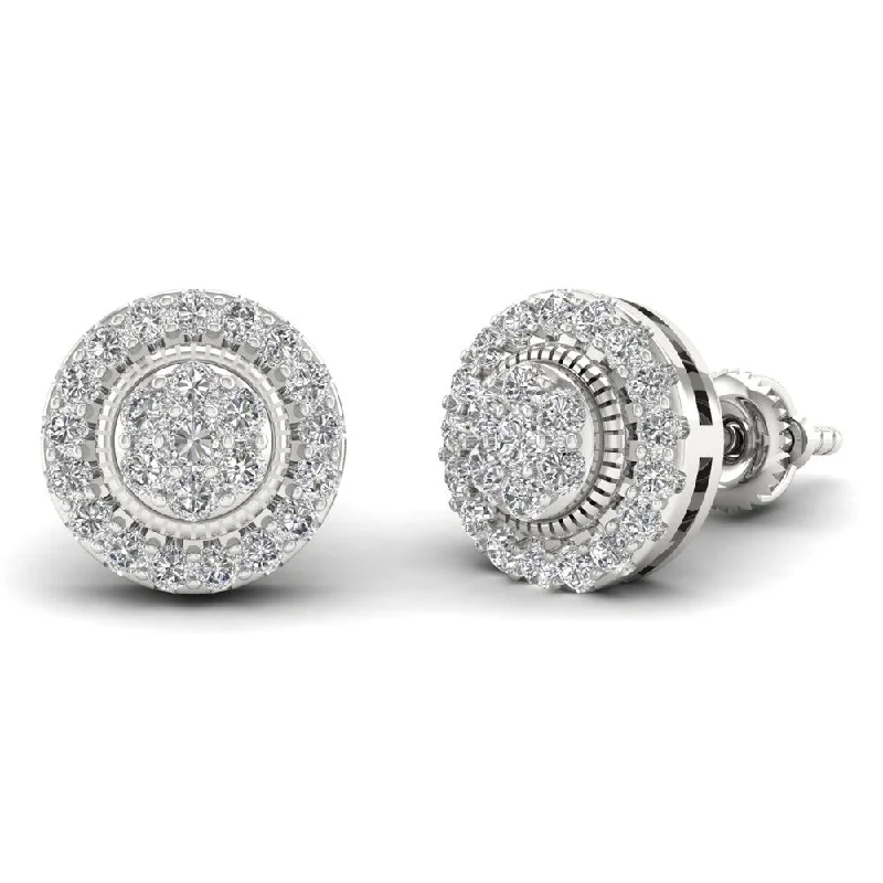 Sterling Silver 1/2ct Diamond Cluster Stud Earrings