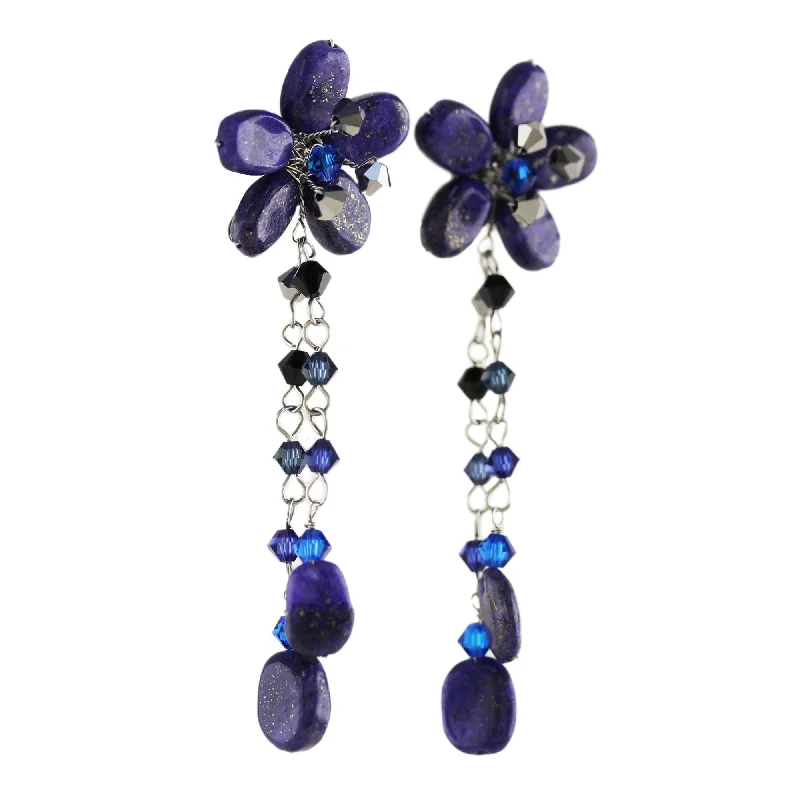 Sterling Silver Blue Bouquet Lapis Lazuli Earrings