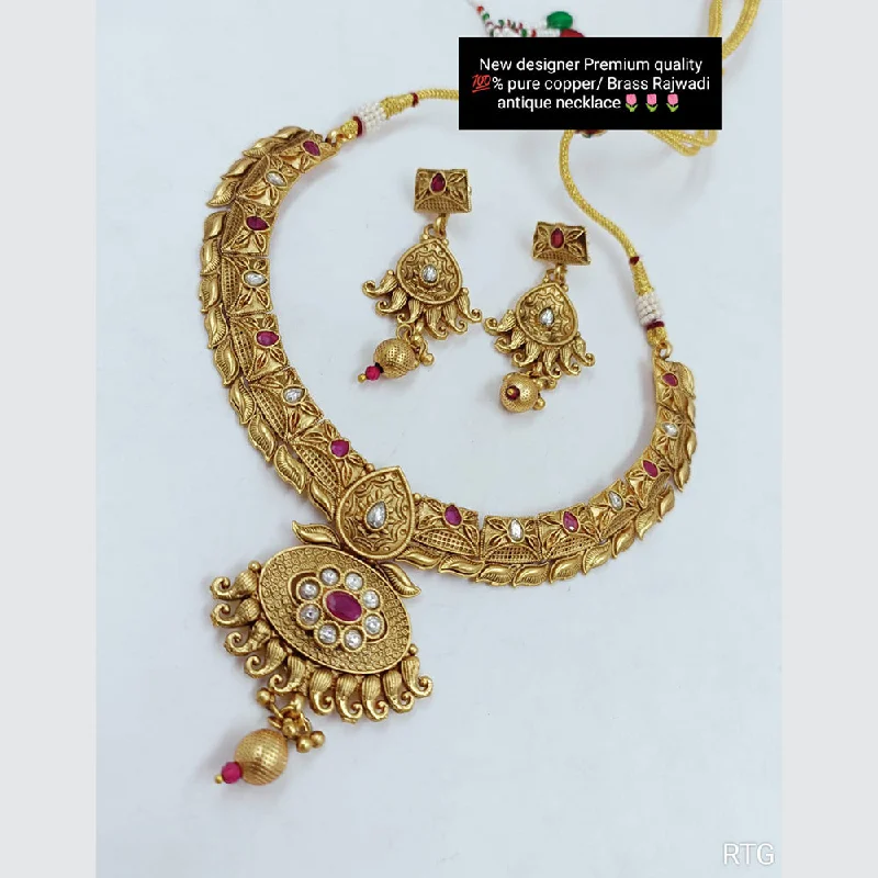 Manisha Jewellery Copper Gold Pota Stone Necklace Set