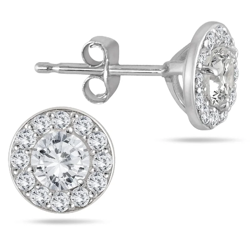 Marquee 3/4 Carat TW Diamond Halo Earrings in 14K White Gold