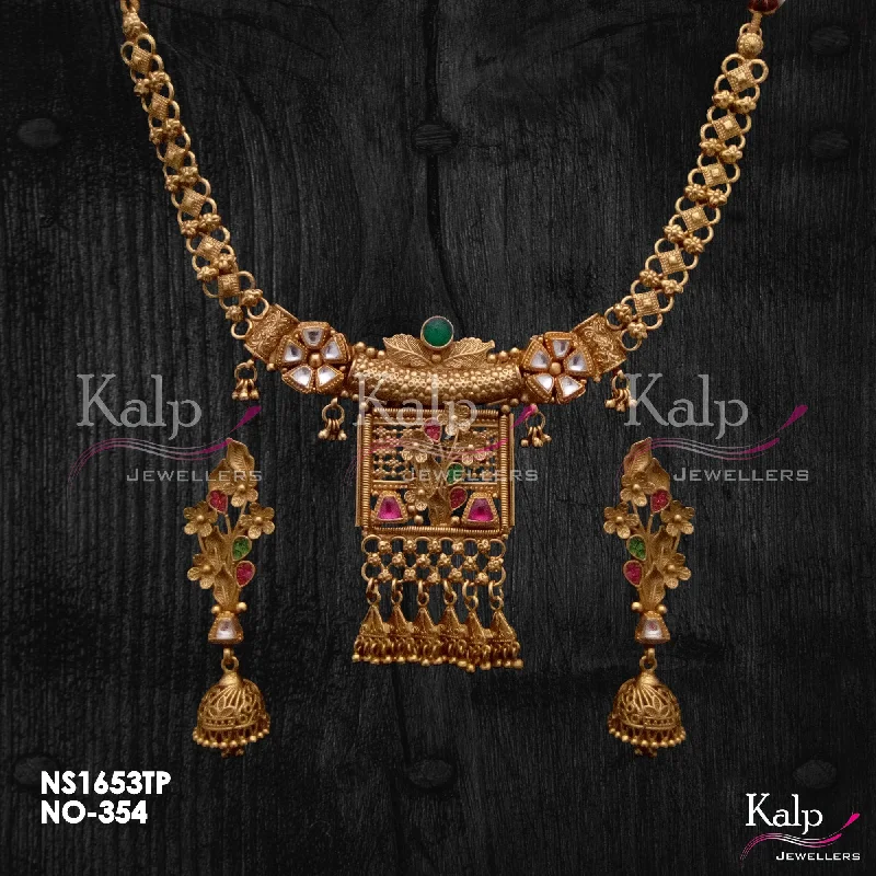 Kalp Jewellers Copper Gold Plated Necklace Set