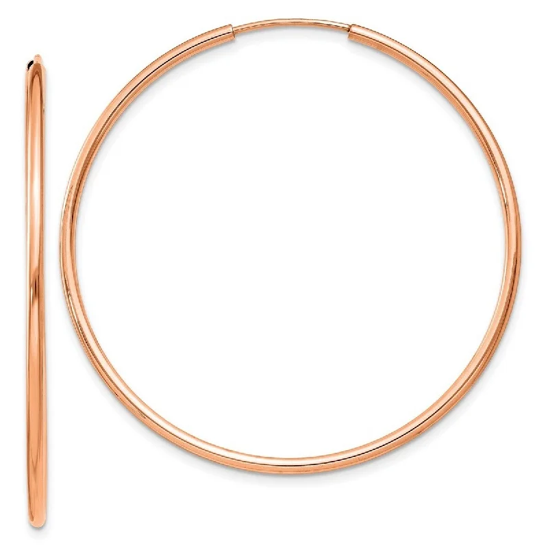 Curata 14k Rose Gold 40x1.5mm Polished Endless Hoop Earrings