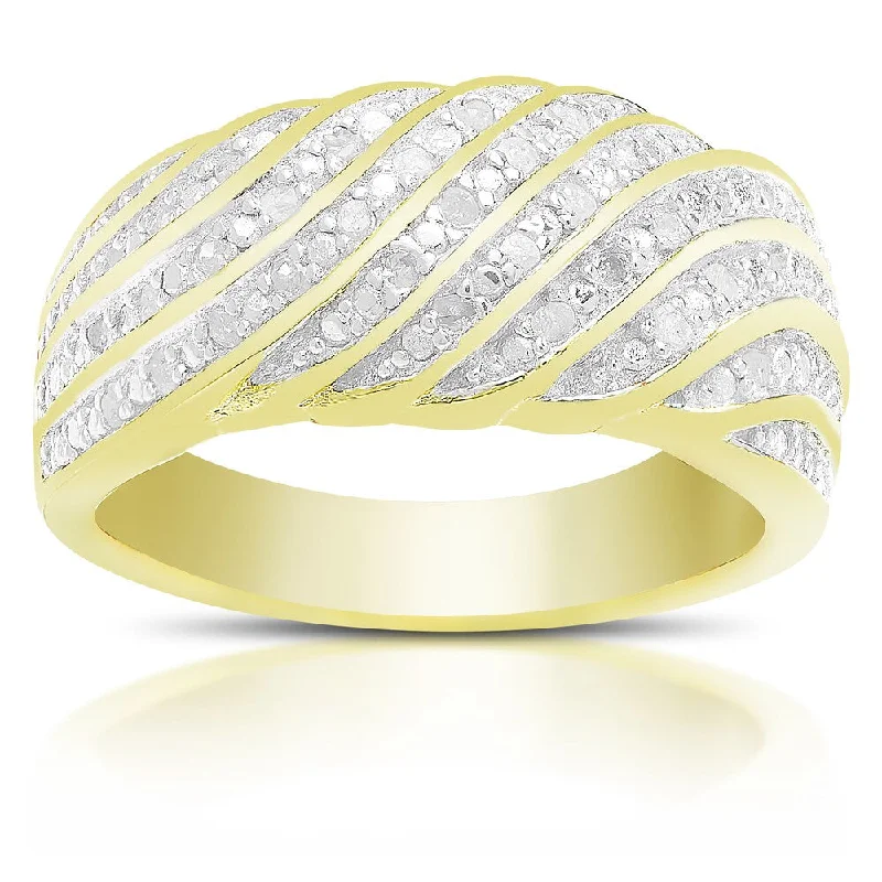 Finesque Gold Over Sterling Silver 1/4 ct TDW Diamond Ring