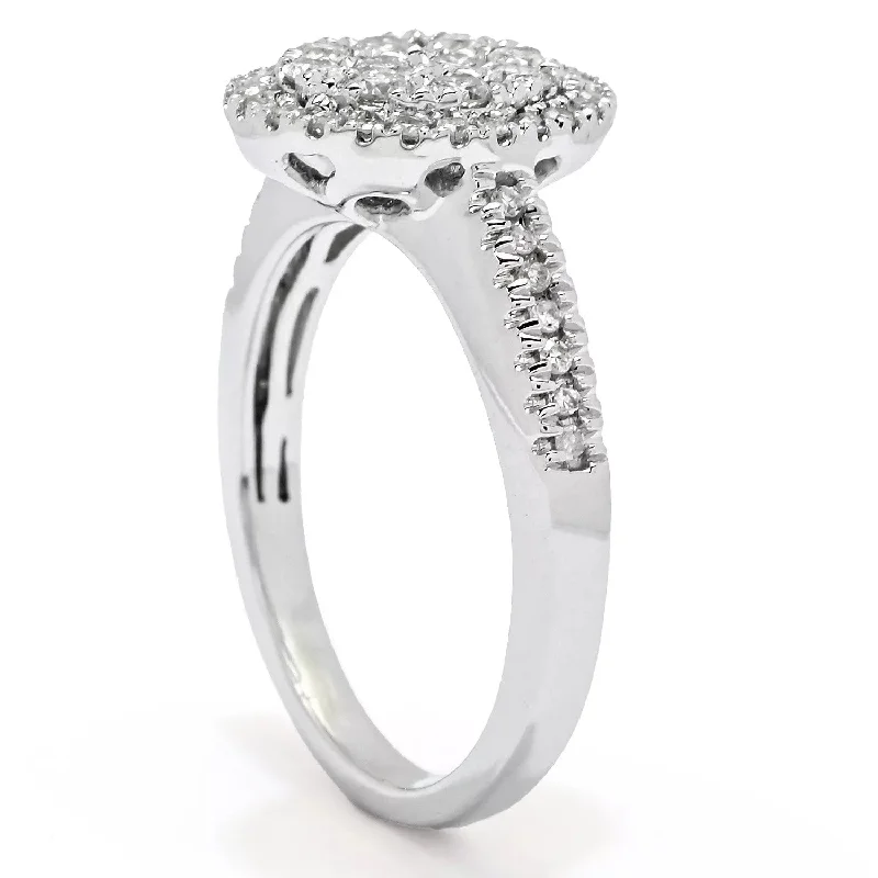 14K White Gold 0.50ctw Round Pave Diamond Ring- Size 7