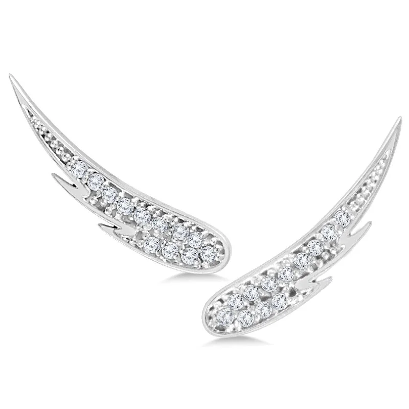 Marquee 1/4 Carat TW Diamond Angel Wing Climber Earrings in 14K White Gold