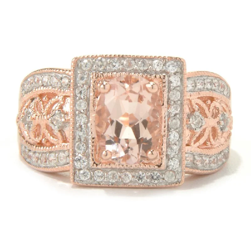 10k Rose Gold Morganite and Diamond Ring (1/3cttw, H-I Color, I1-I2 Clarity)