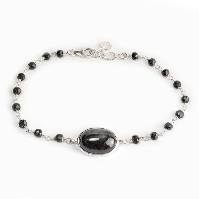 Black Star Diopside and Black Spinel Bracelet