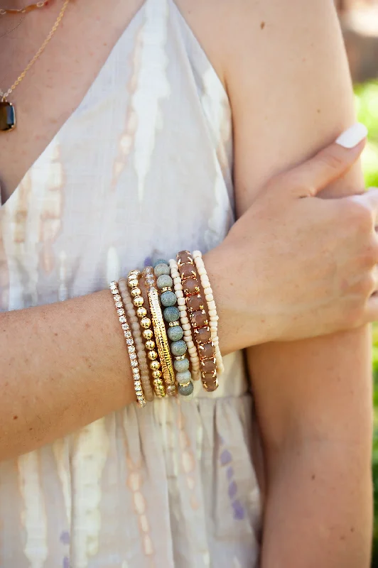 Lucy Crystal and Stone Bracelet Stacks | Layering Bracelet Set | Stackable Beaded Bracelets