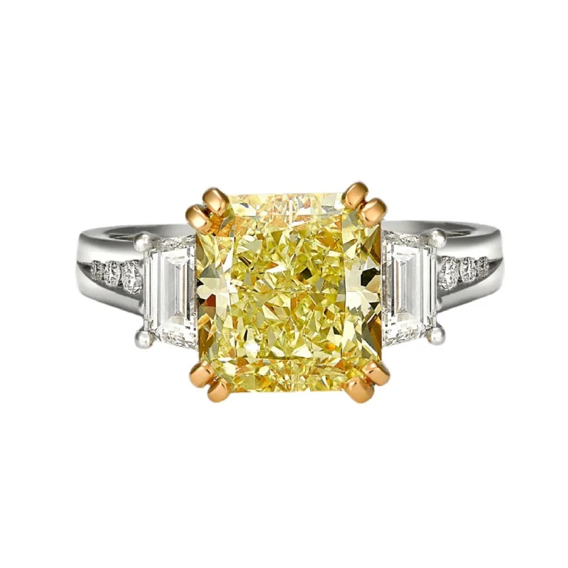 Yellow Radiant Surround Engagement Ring