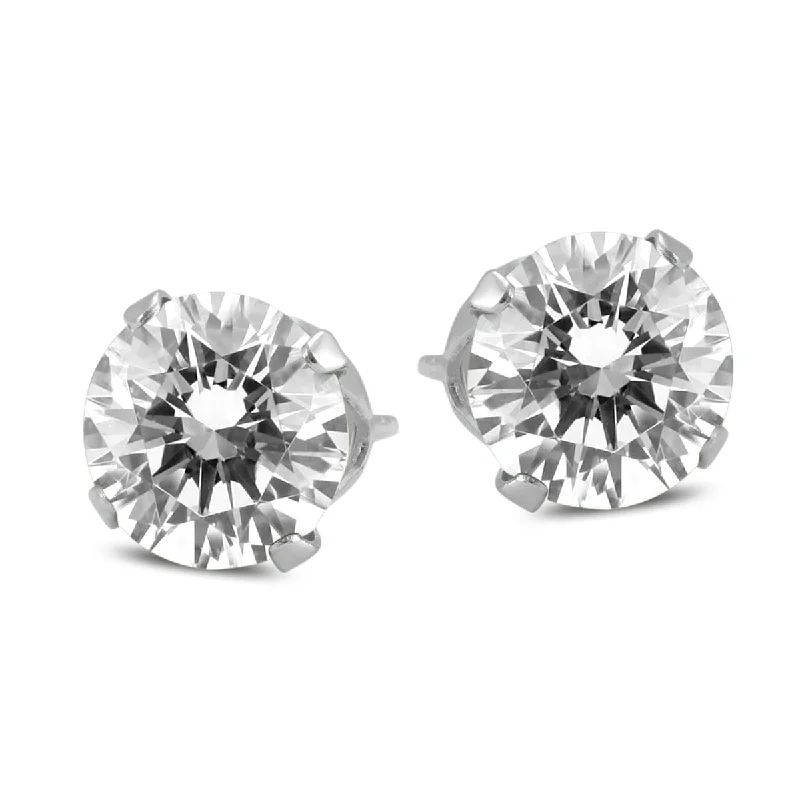 Marquee 1 Carat TW Round Solitaire Diamond Stud Earrings in 14K White Gold