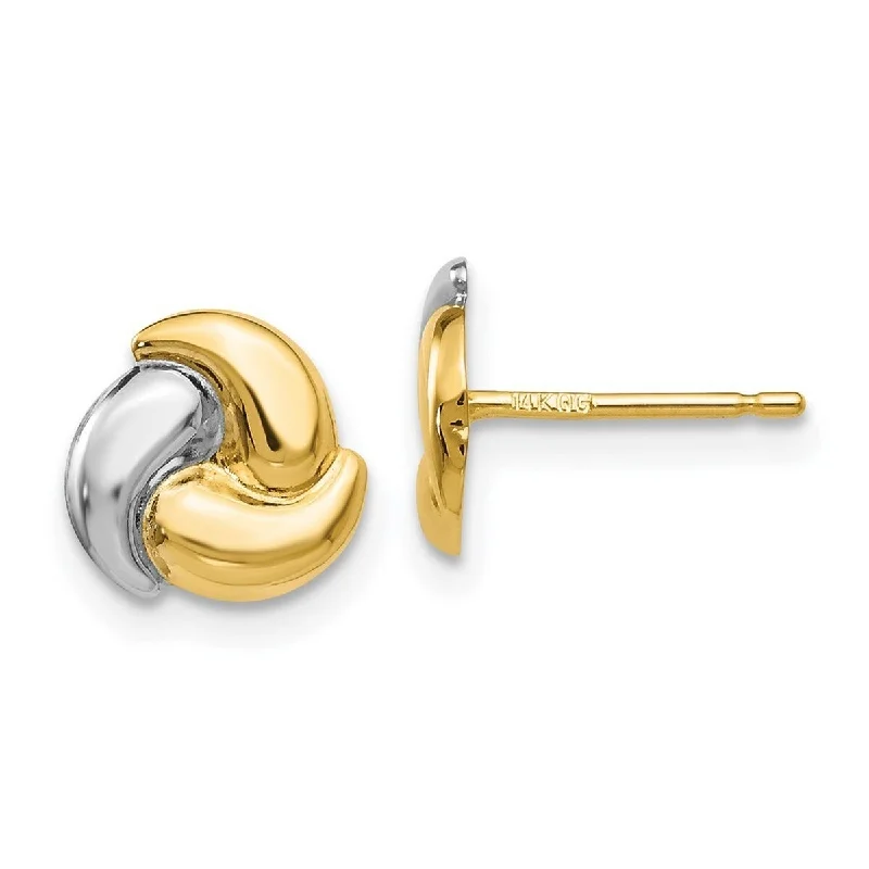 Curata 14k Yellow Gold and Rhodium 8mm Love-knot Post Earrings