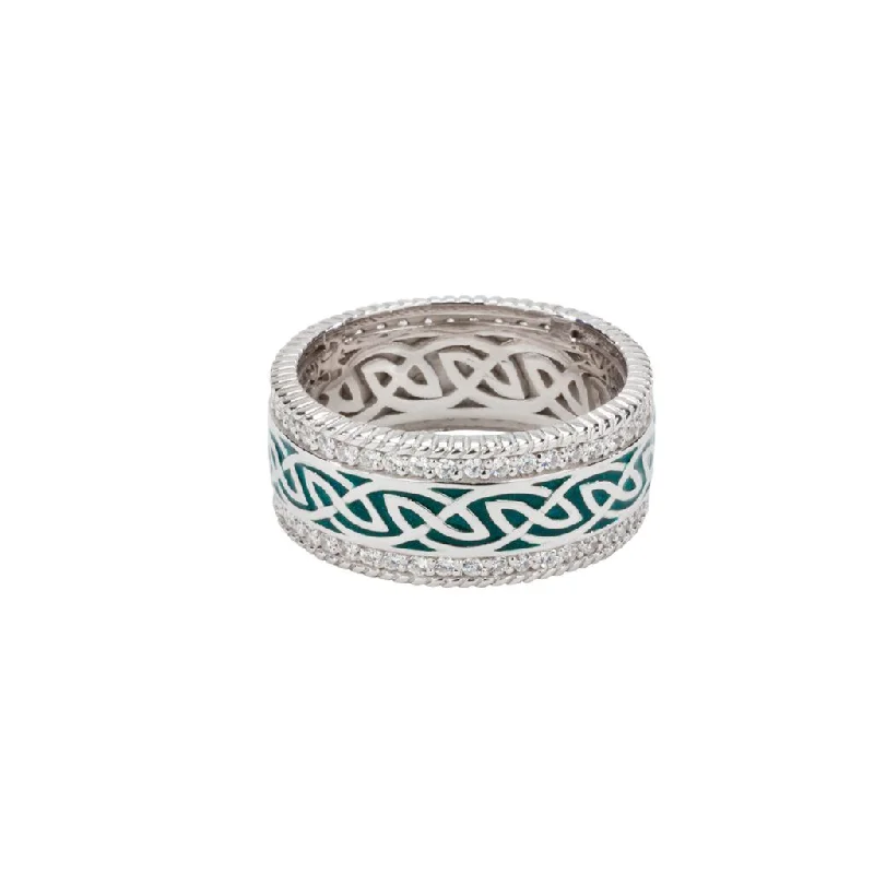 Silver and Green Enamel Window to the Soul  Ring