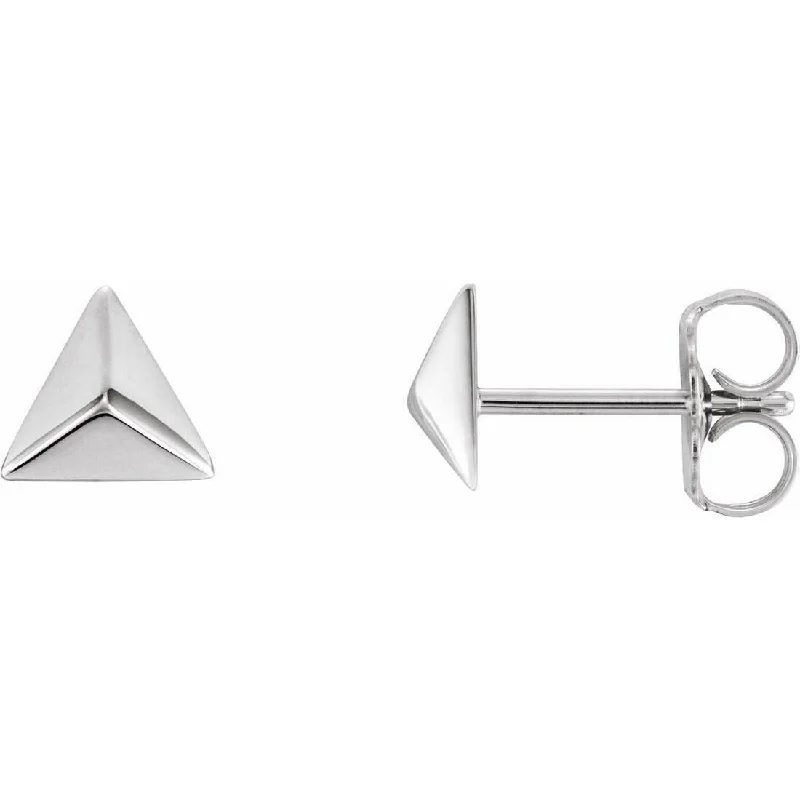 Curata 14k White Gold Polished Pyramid Earrings