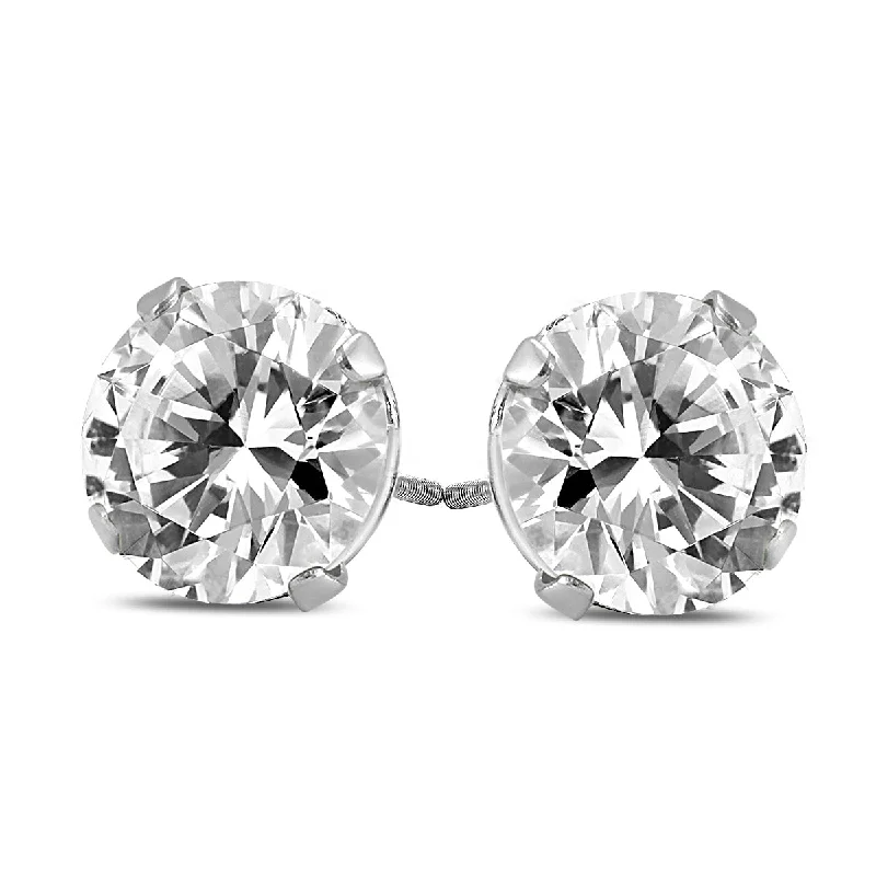 Marquee 2 Carat TW Diamond Solitaire Earrings in 14K White Gold (H-I Color I1-I2 Clarity)