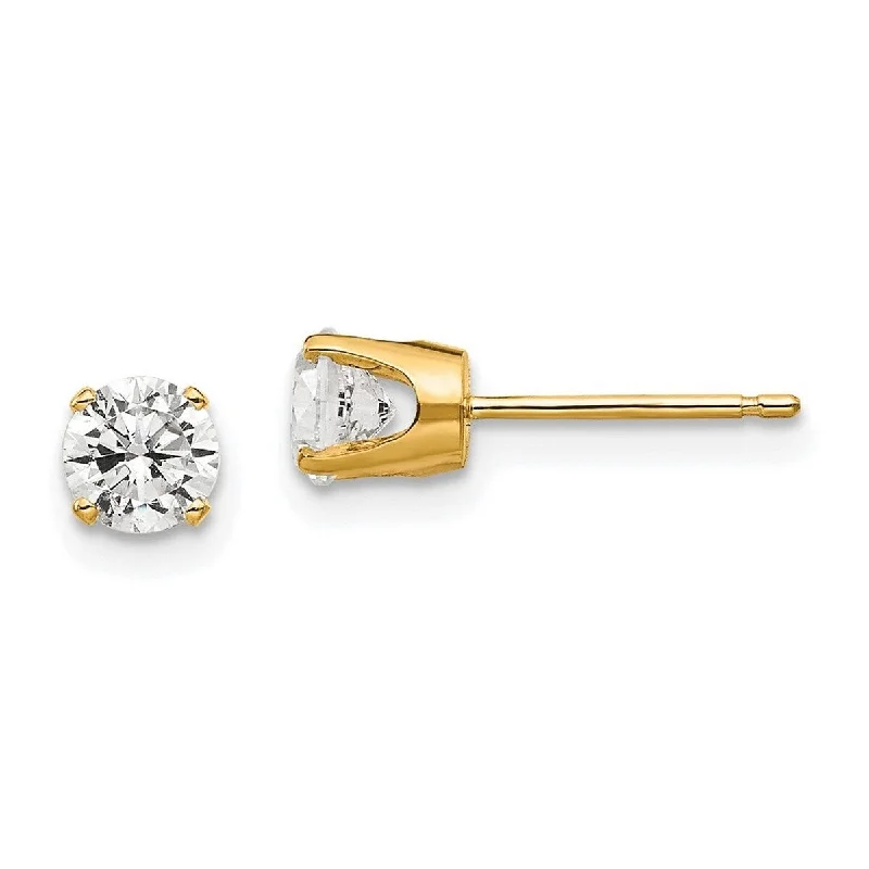 Curata 14k Yellow Gold Polished Post Earrings 4.5mm CZ Cubic Zirconia stud Earrings