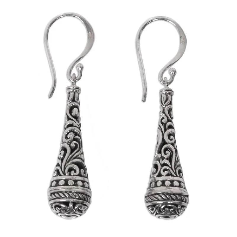 NOVICA Handmade Sterling Silver Dangle Earrings, 'Silent Scepter' (Indonesia) - 0.3