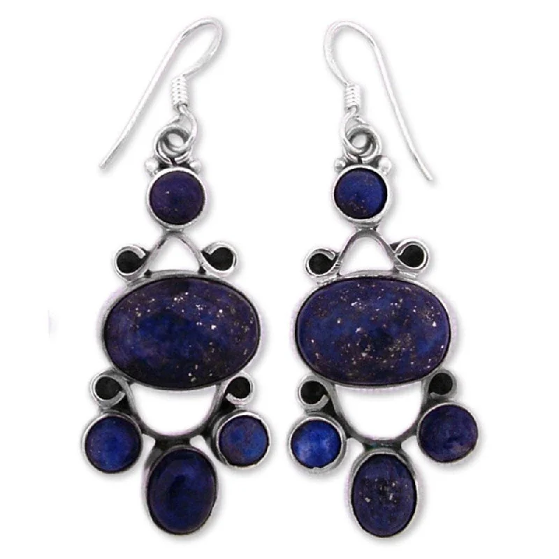 Handmade Sterling Silver Midnight Stars Lapis Lazuli Earrings (India)