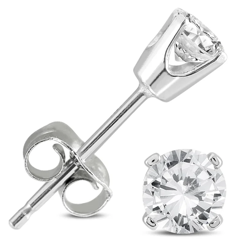 Marquee 1/4 Carat TW Certified Round Diamond Solitaire Stud Earrings in 14K White Gold (K-L Color, 12-I3 Clarity)