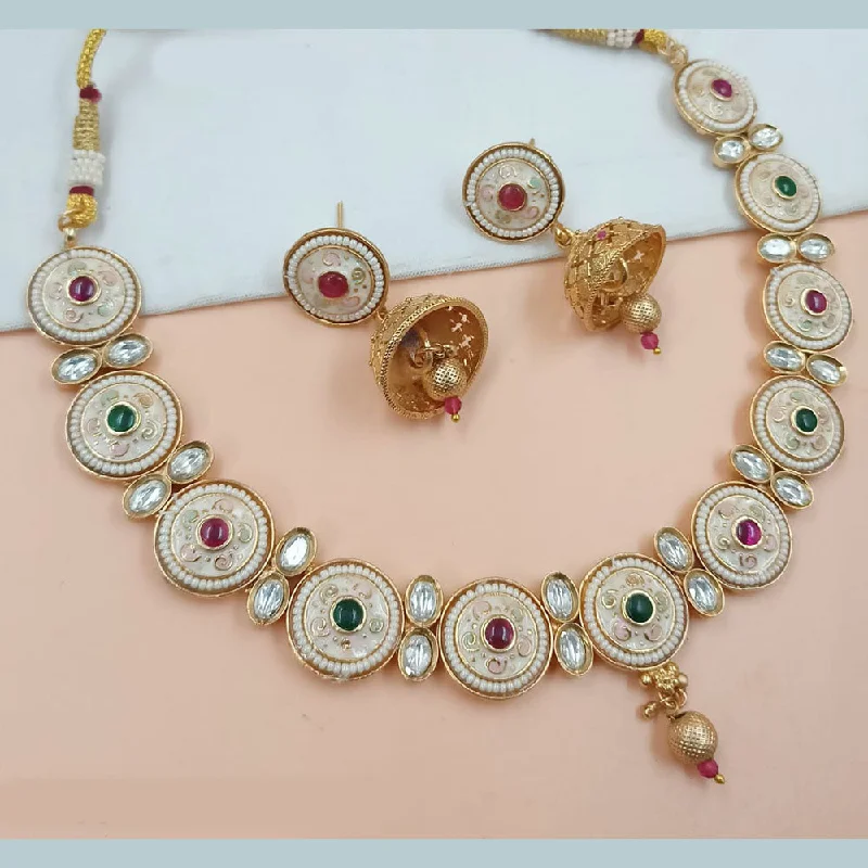 Padmawati Bangles Gold Plated Pota Stone Meenakari Necklace Set