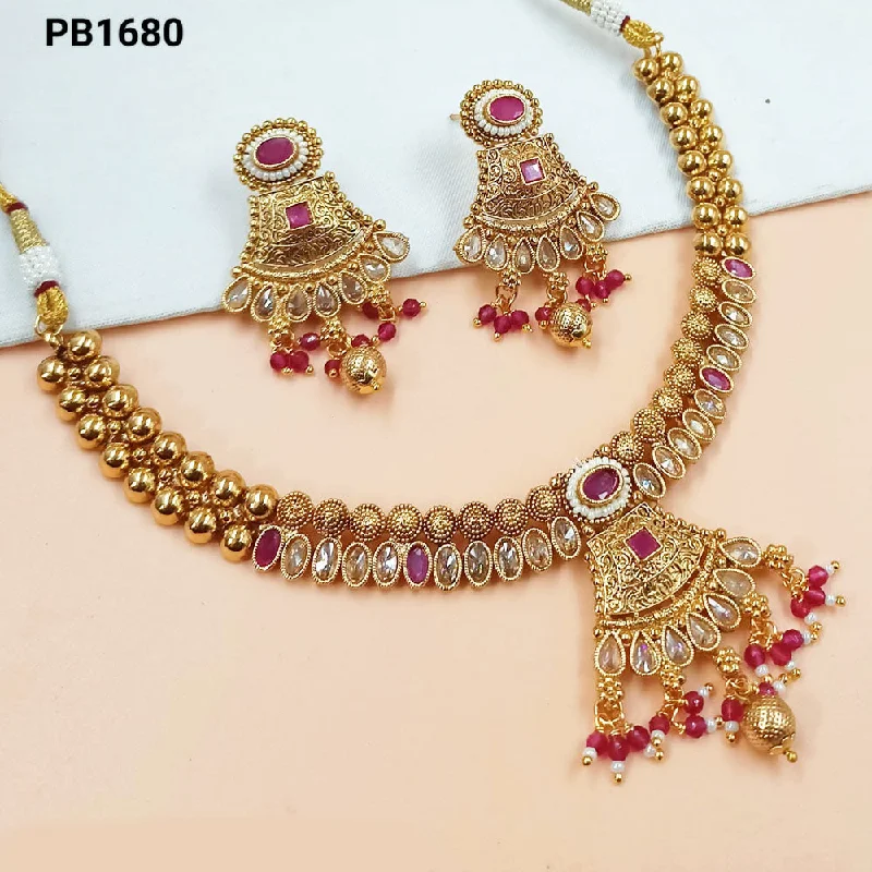 Padmawati Bangles Gold Plated Crystal Stone And Pearls Necklace Set