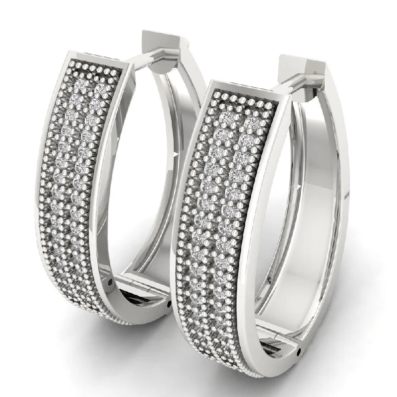 1/4ct IGI Certified Diamond Hoop Earrings in Sterling Silver