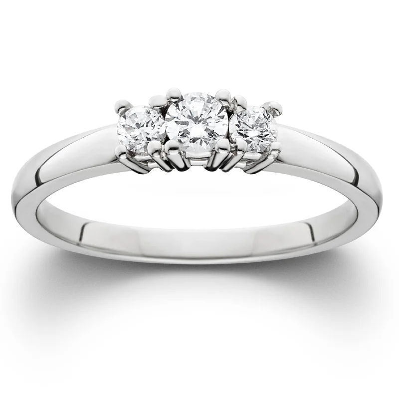 1/2ct Three Stone Diamond Ring White Gold