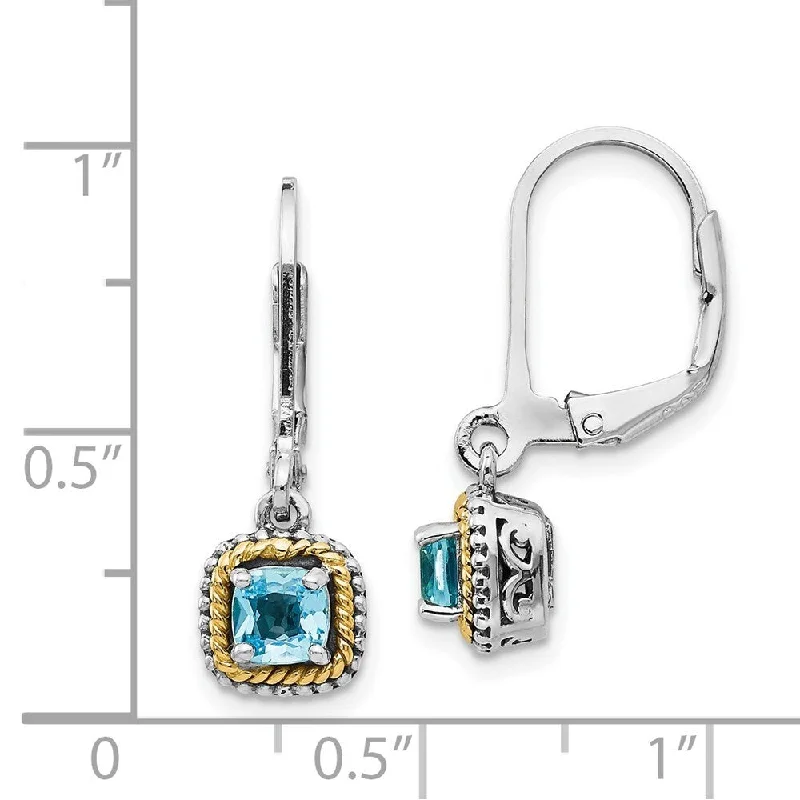 925 Sterling Silver Blue Gemstone Earrings (L-24 mm, W-7 mm)