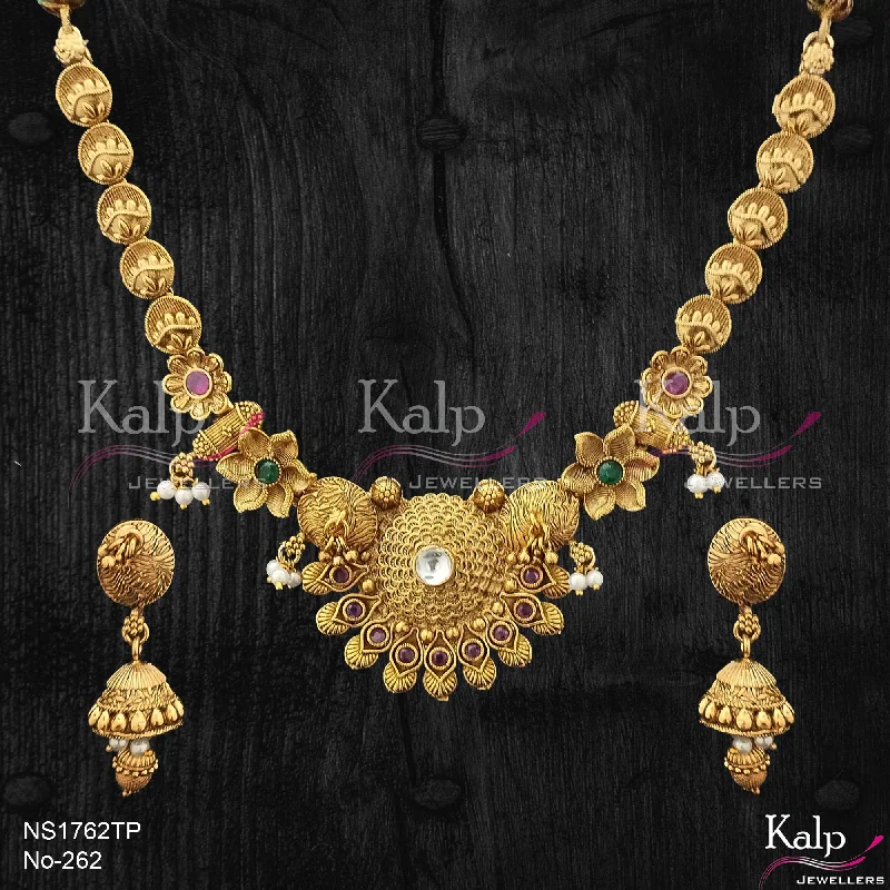 Kalp Jewellers Copper Gold Plated Necklace Set