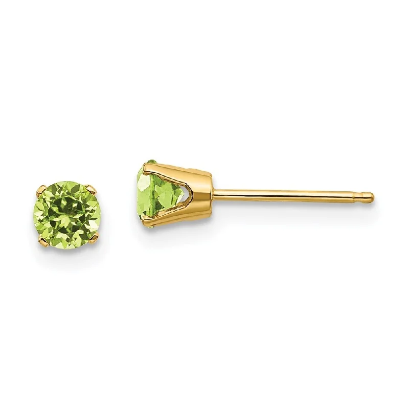 14k Yellow Gold August Peridot Stud Earrings (L-4 mm, W-4 mm)