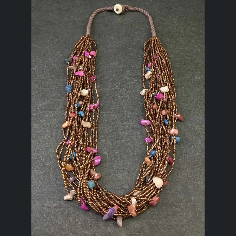 Multi Layered Seed Bead With Shell Mop Necklace