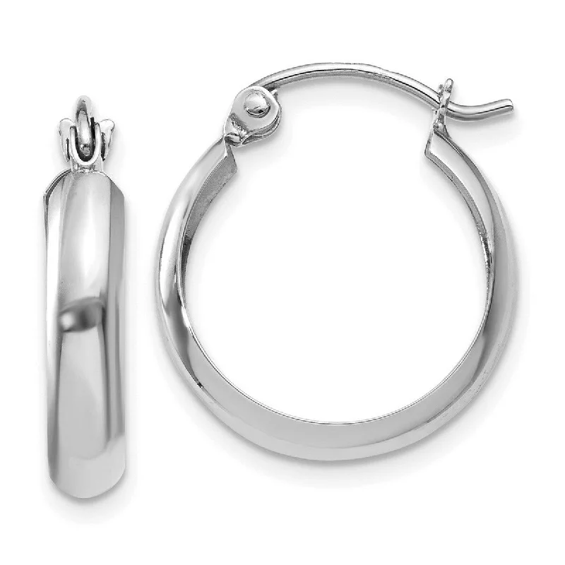 Curata 14k White Gold Polished 3.5x14mm Hoop Earrings