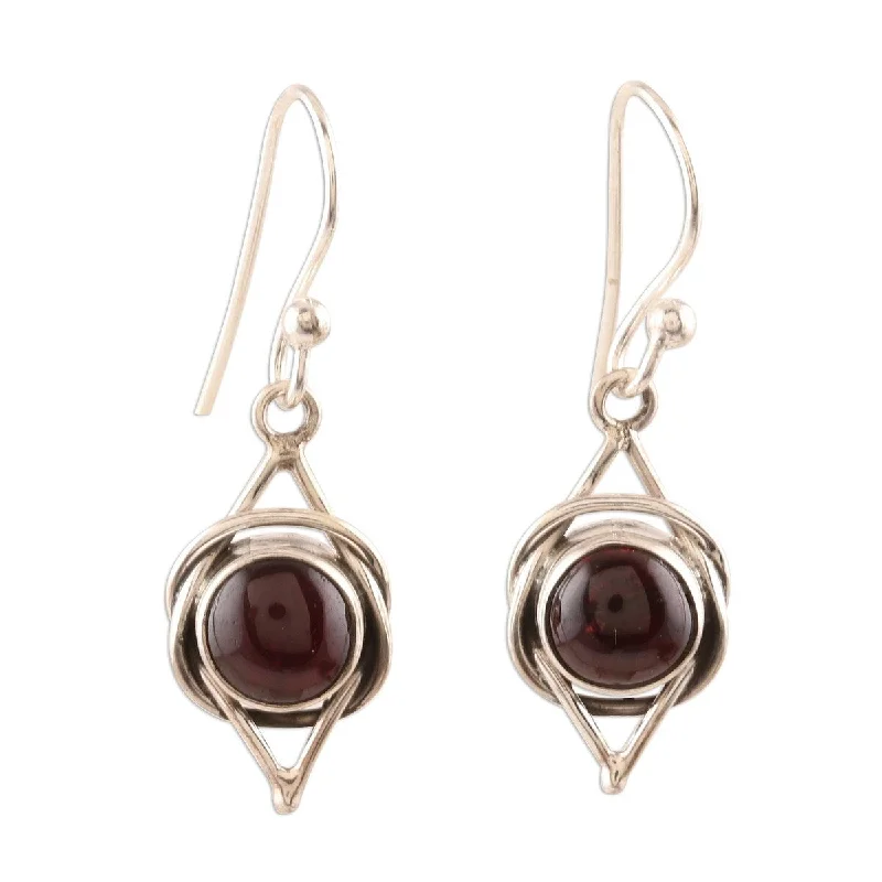 NOVICA Intricate Twirl in Crimson, Garnet dangle earrings - 1.2*0.4