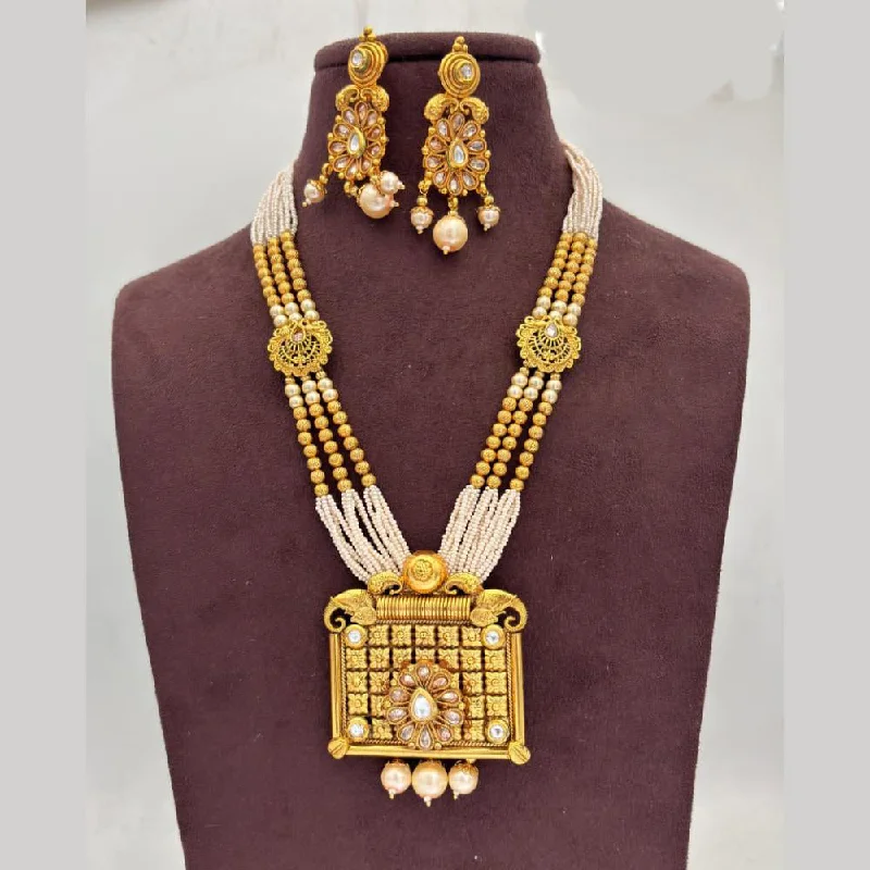 Jewel Addiction Gold Plated Kundan Stone And Pearls Necklace Set