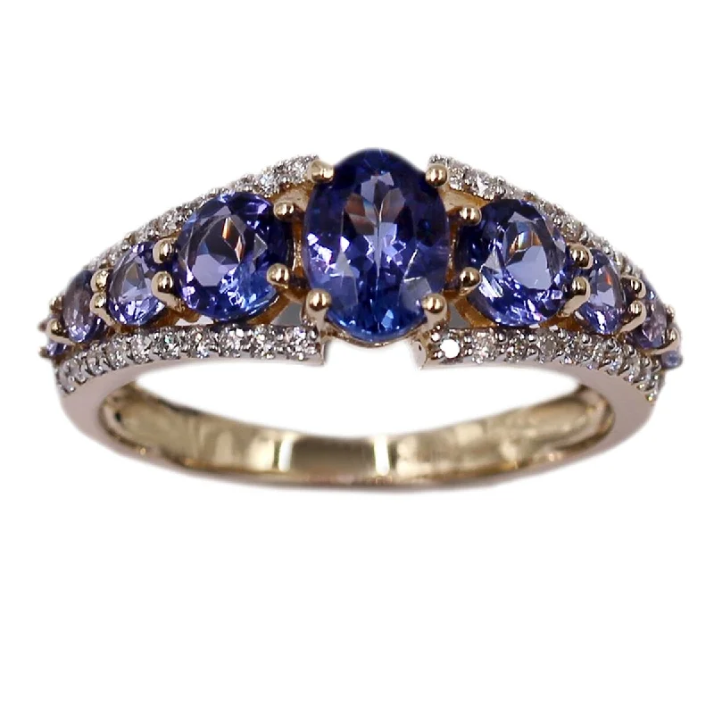 14KT Yellow Gold Tanzanite and Diamond Ring