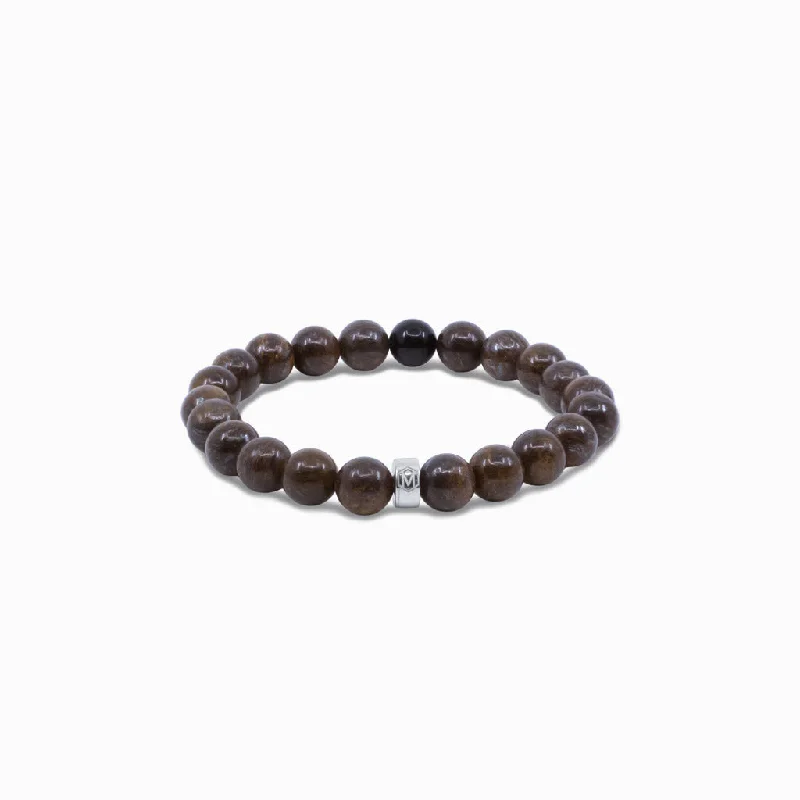 Bronzite and Black Tourmaline Bead Bracelet