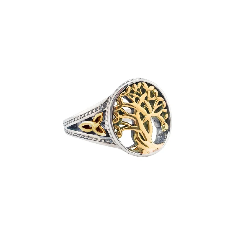 10k Yellow and White Gold Tree of Life Ring