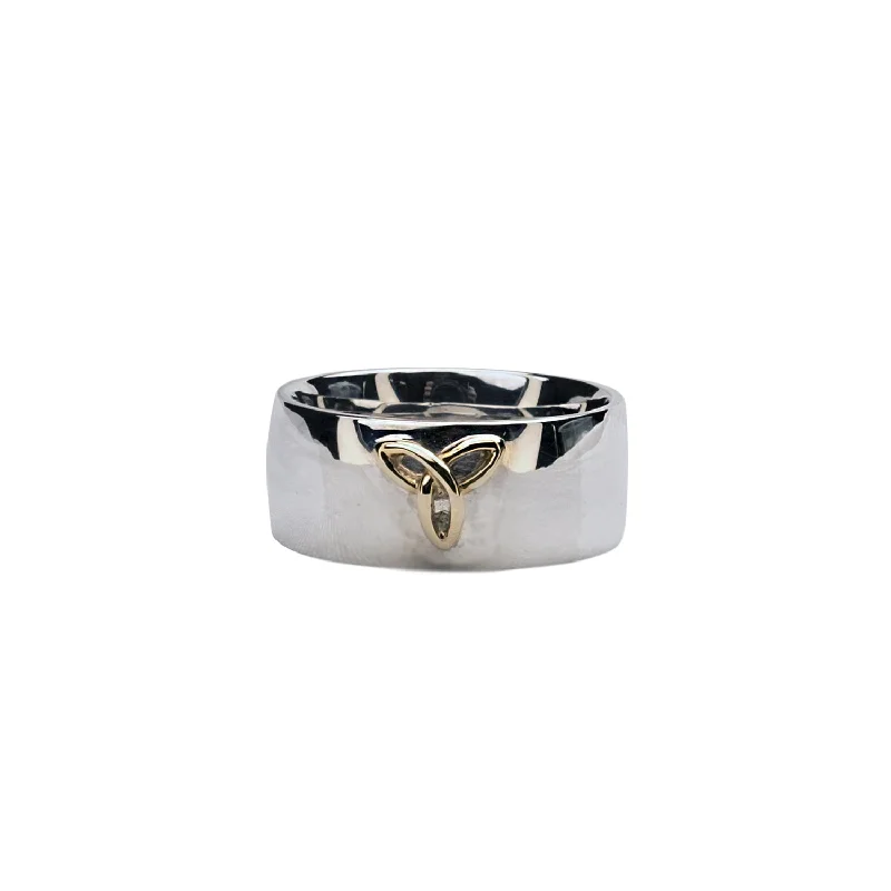 Silver and 10k Gold Wide Trinity Ring