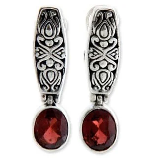 Sterling Silver Pura Dalem Garnet Earrings