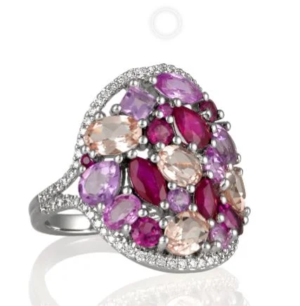 Caviar Pink Sapphire and Rubies Dress Ring