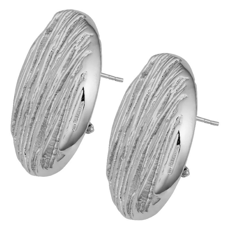 Argento Italia Sterling Silver Bold Textured Round Omega Back Earrings