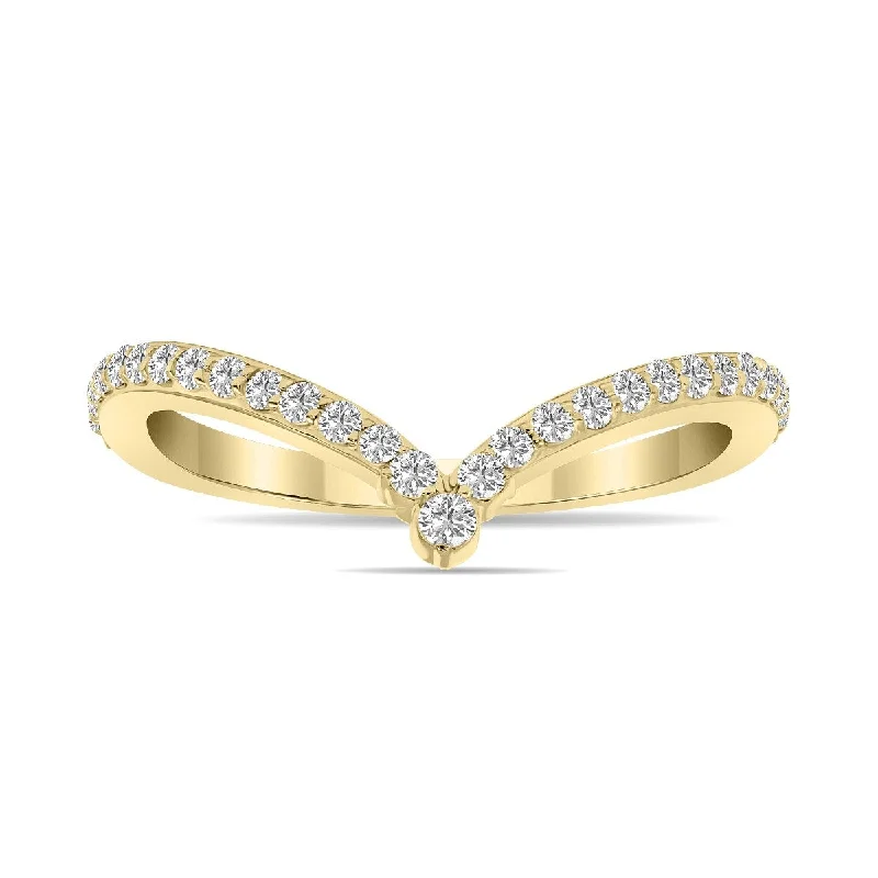 Marquee 1/3 CTW V Shaped Lab Grown Diamond Ring in 10K Yellow Gold (F-G Color, VS1- VS2 Clarity)