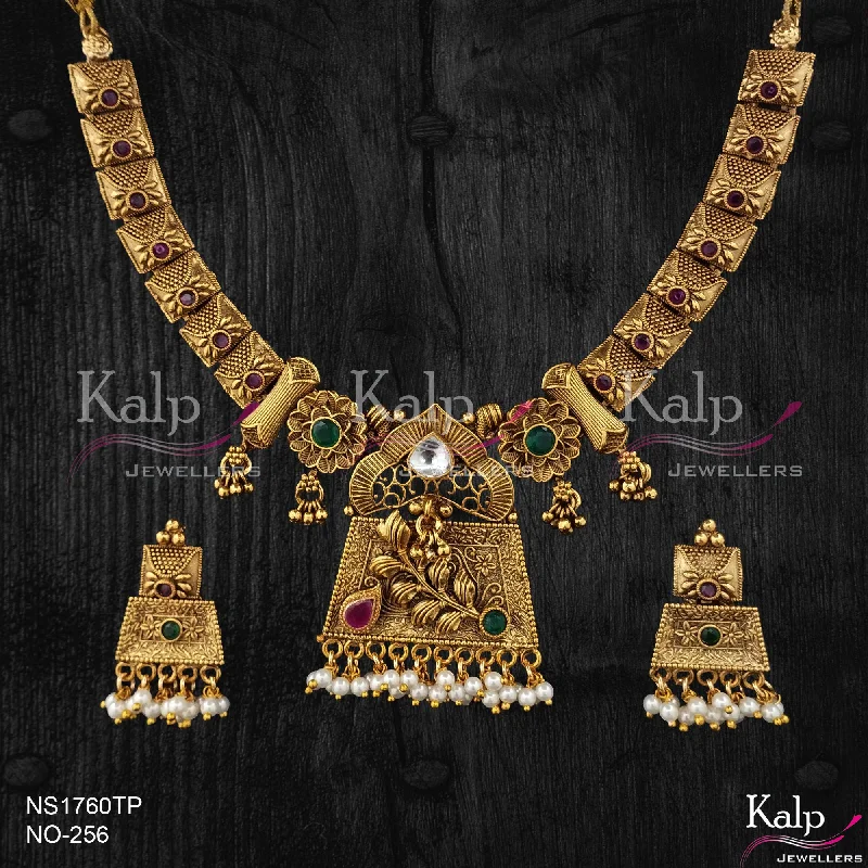 Kalp Jewellers Copper Gold Plated Necklace Set