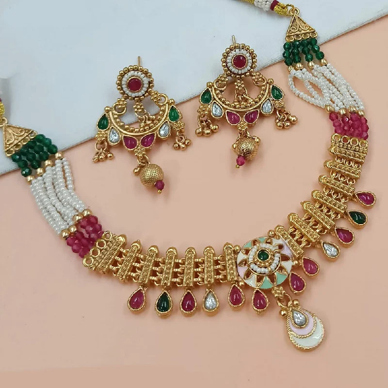 Padmawati Bangles Gold Plated Pota Stone And Pearls Necklace Set