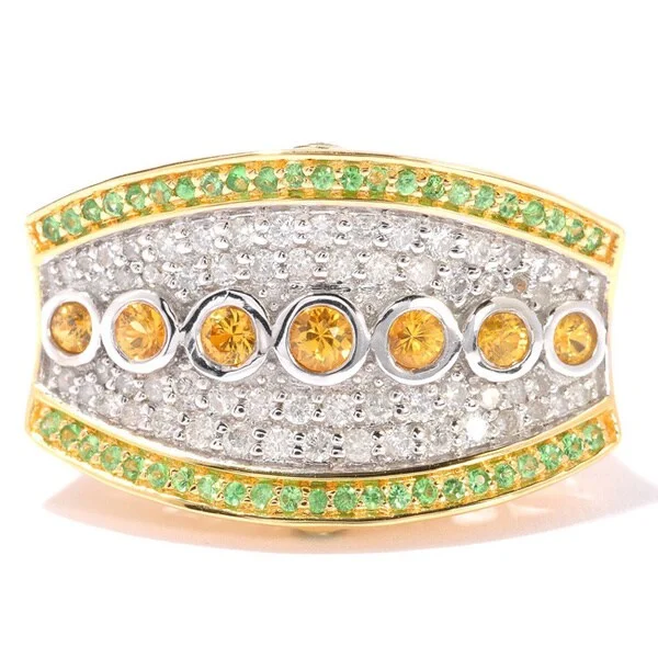 Gold over Silver Gemstone and 1/2ct TDW Diamond Ring (H-I, I1-I2)