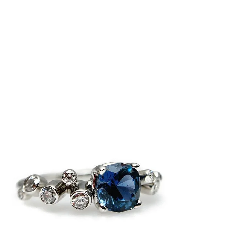 Blue Sapphire + Diamond Ring