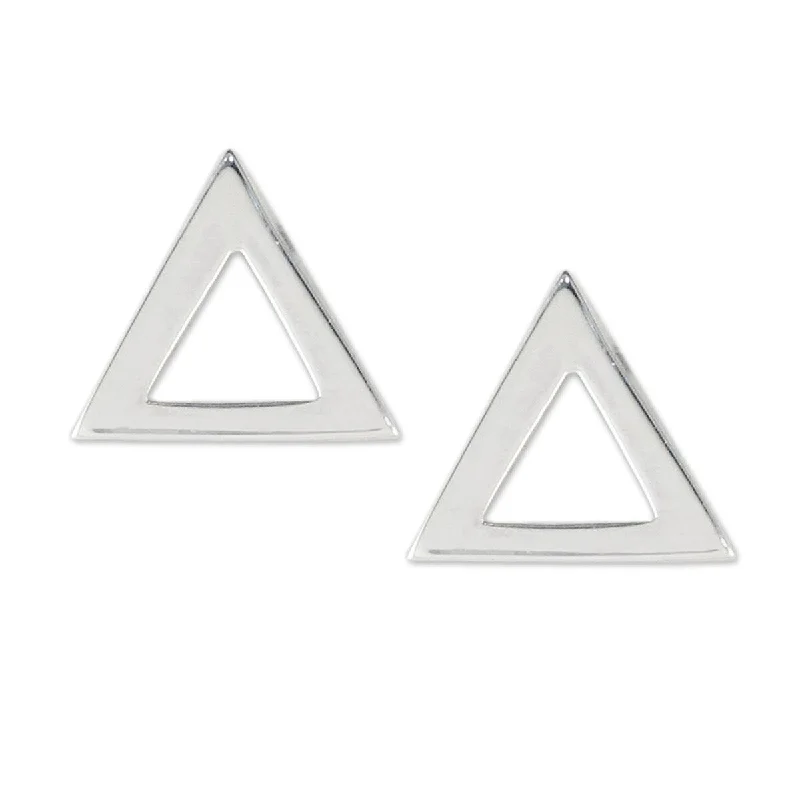 NOVICA Silver Triangles, Sterling silver stud earrings - 0.4*0.4