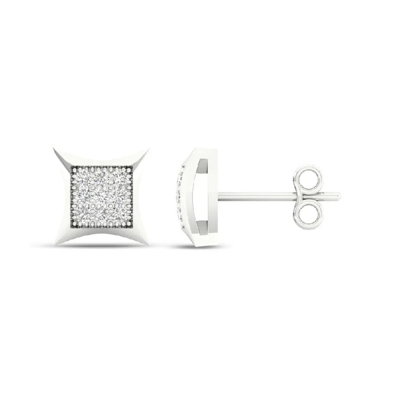 10k White Gold 1/20ct TDW Kite Shape Diamond Stud Earrings