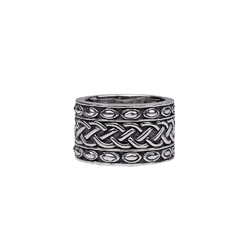 Silver Celtic Knot with Studded Rails Ring