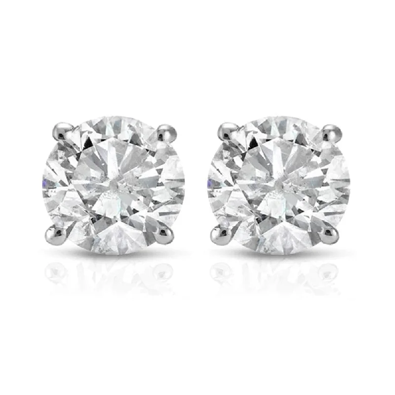 1 Ct Solitaire Certified Diamond Stud Earrings Round Brilliant 4Prong Push Back