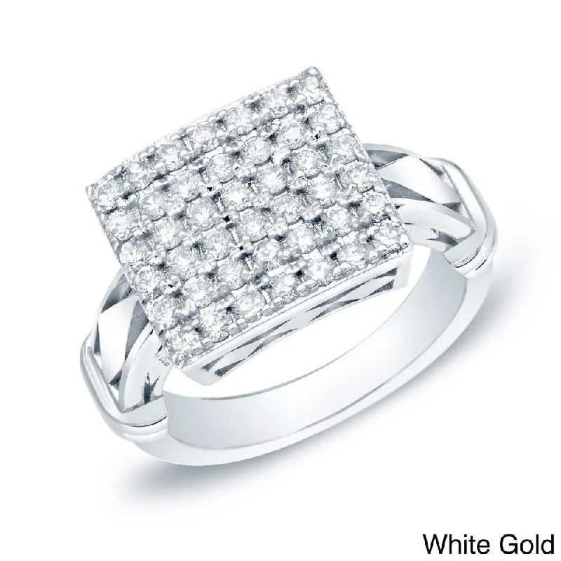 Auriya 1ctw Modern Square Pave Diamond Ring 14k Gold